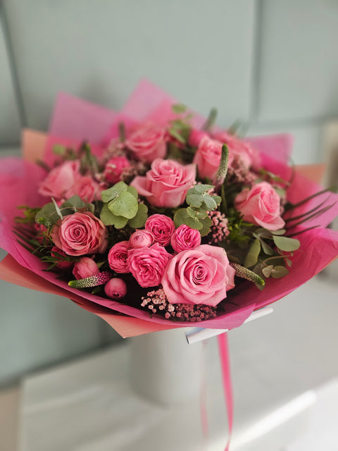 Pink Princess Bouquet – pink roses premium flowers Prague | myflorist.cz