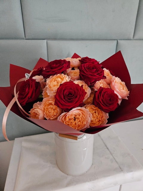 Peony & Red Rose Bouquet