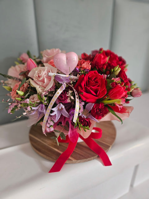 Art flowerbox růžový, červený a fialový stínovaný